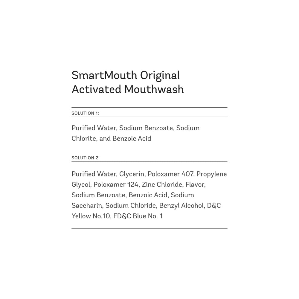 SmartMouth Original zinc activated mouthwash packet open for use