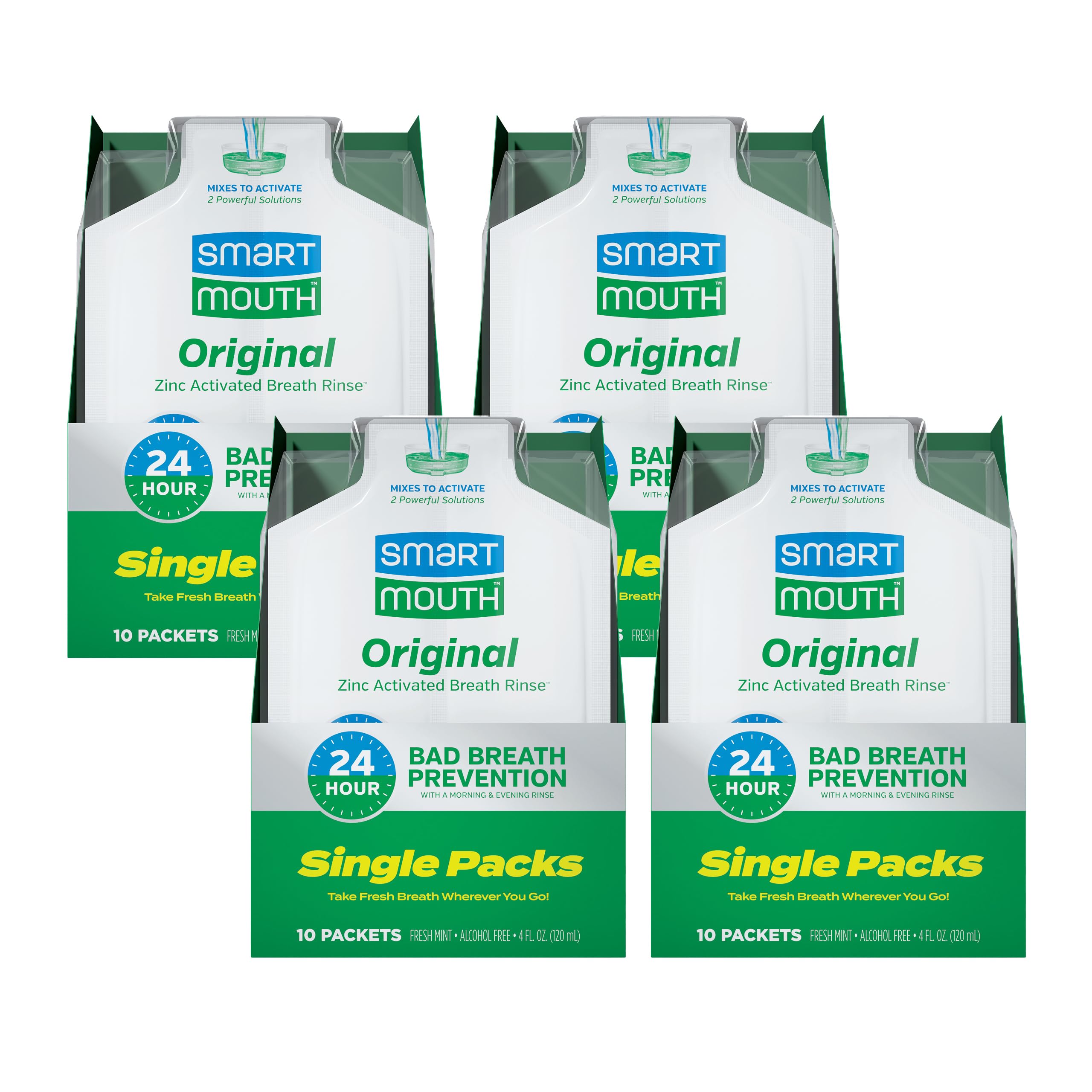 SmartMouth Original zinc activated mouthwash single-pack front view for on-the-go freshness