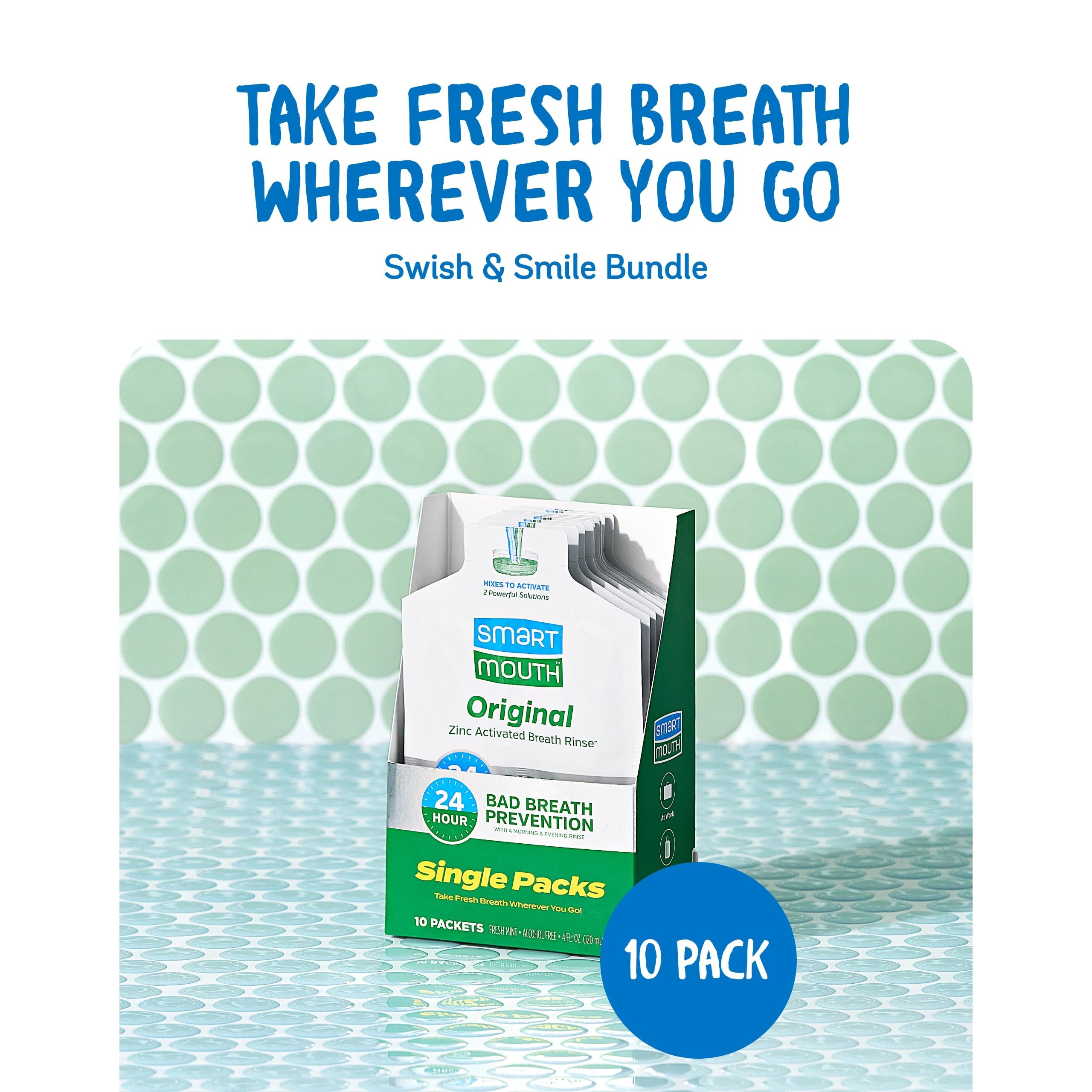 SmartMouth Original zinc activated mouthwash travel pack two-pack on a table