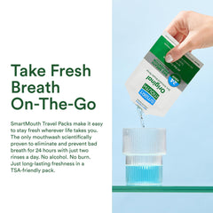 SmartMouth zinc activated mouthwash twist-pour action demonstrates how to activate the formula