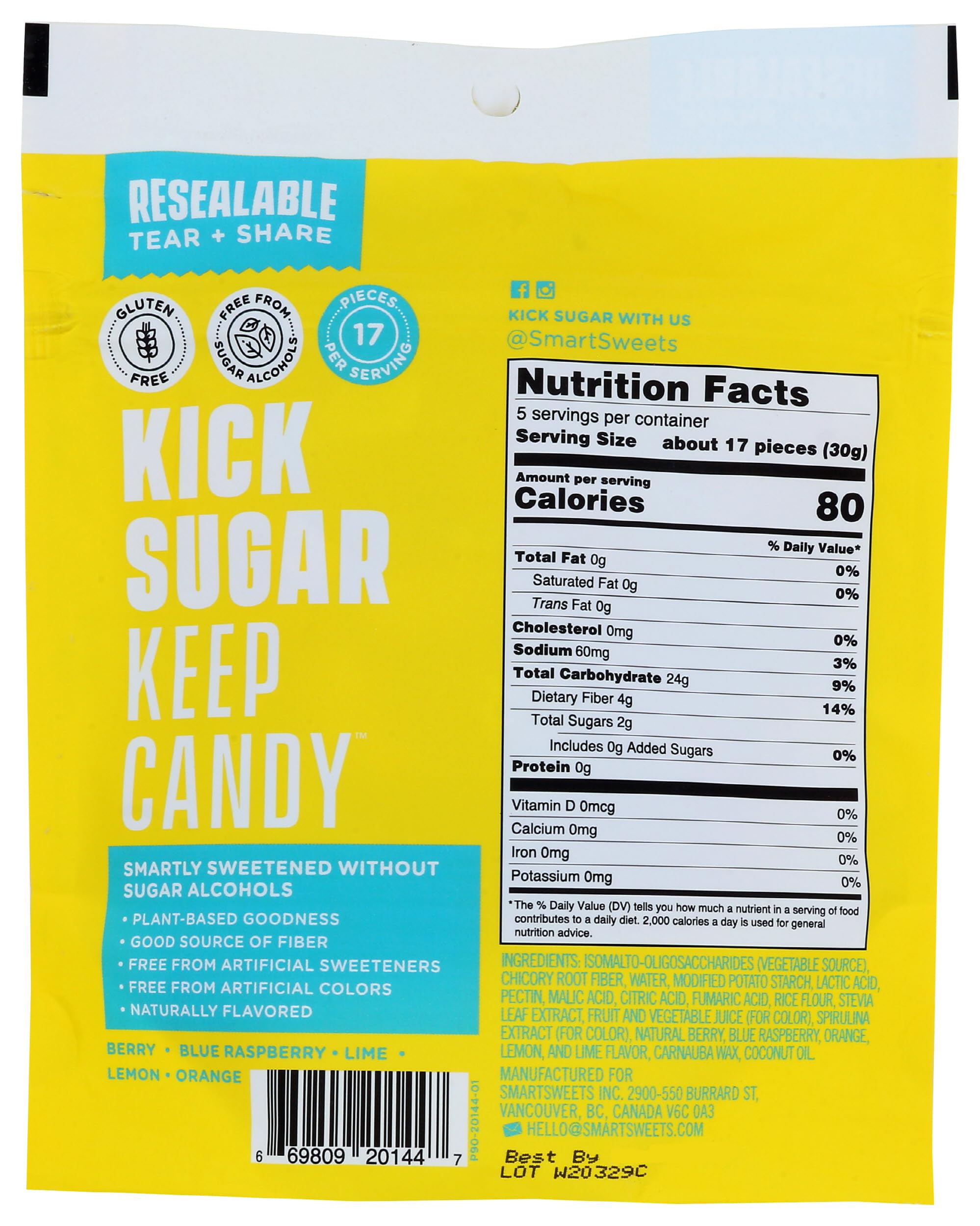 SmartSweets Sour Blast Buddies bag open reveals vibrant colors ideal for sharing.