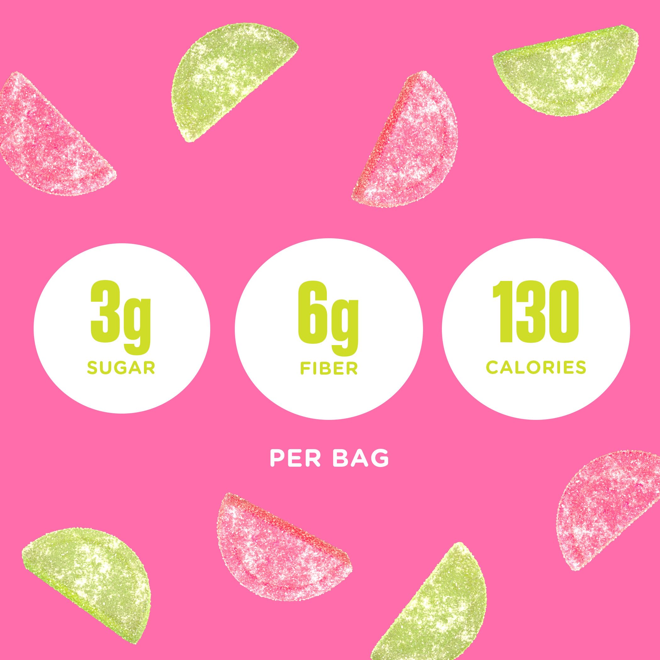 Tangy sour coating adds playful contrast to the juicy watermelon flavor.