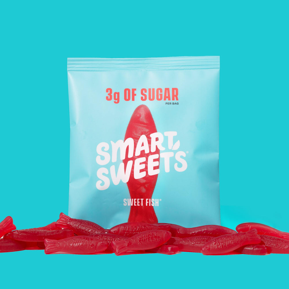 SmartSweets Sweet Fish pack on desk, easy daily treat.