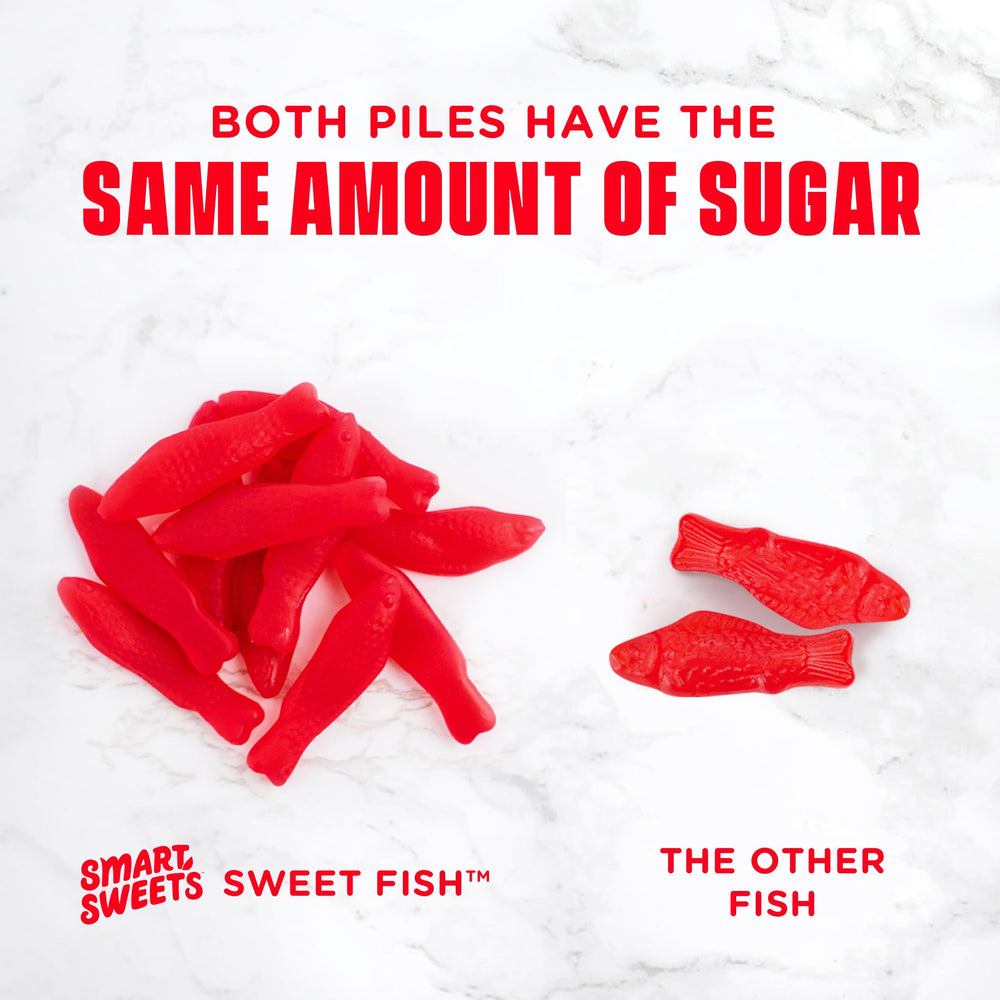 SmartSweets Sweet Fish travel snack, suitcase-friendly packaging.