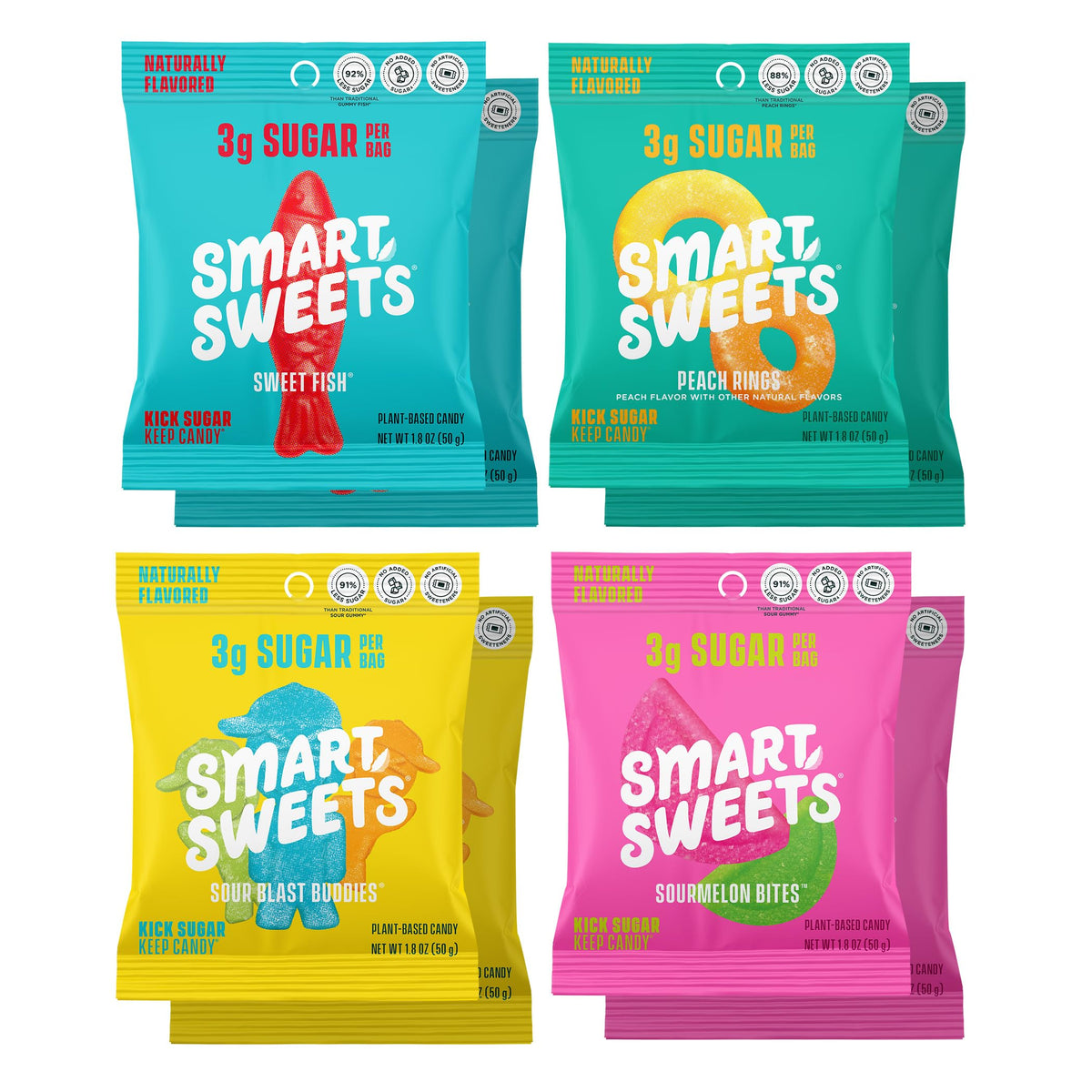 SmartSweets variety pack eight bags for versatile snacking