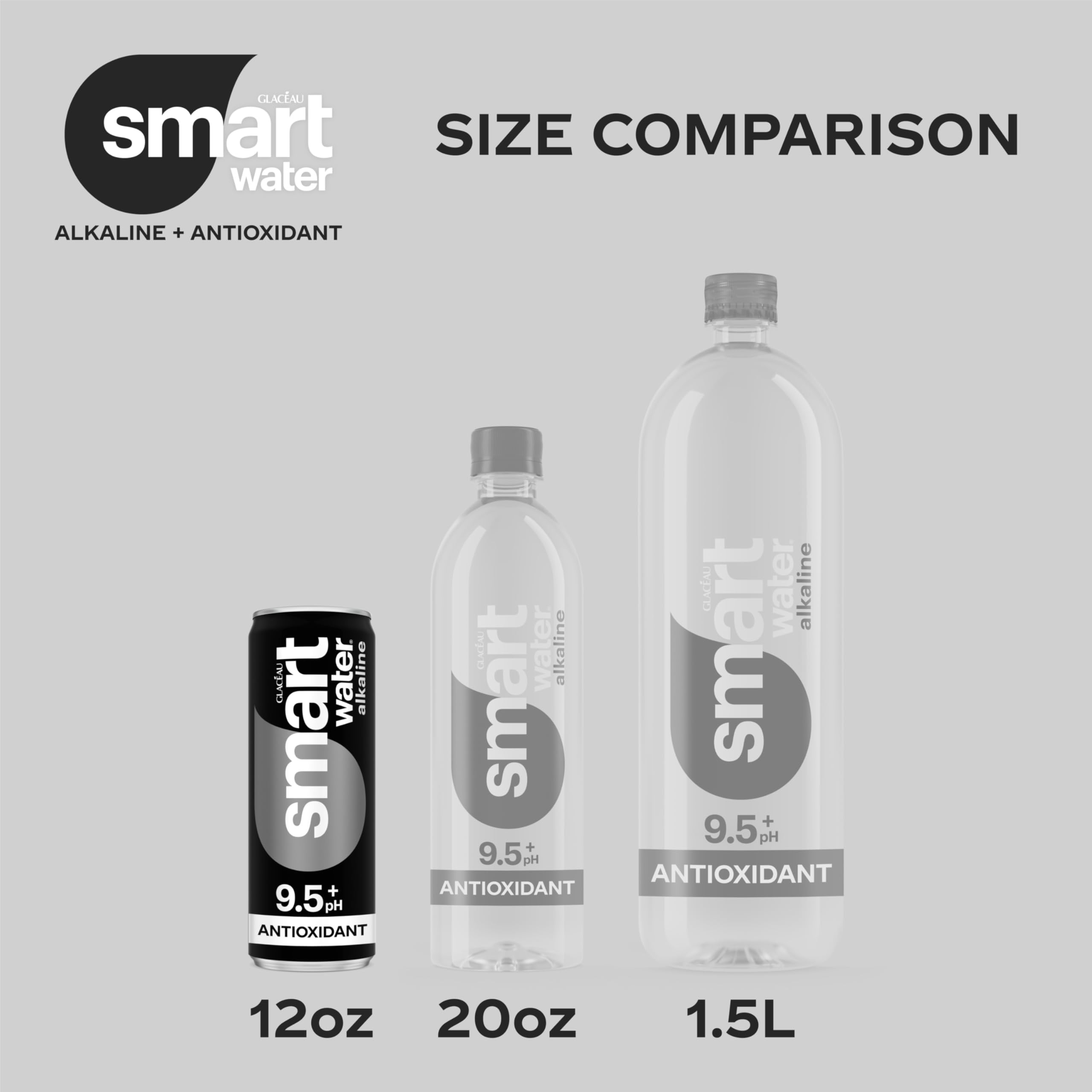 Smartwater alkaline can label shows 9.5+ pH for balanced taste.