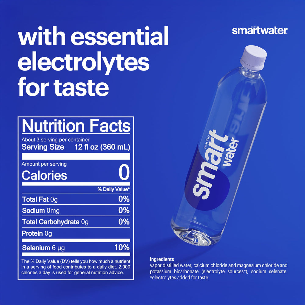 Smartwater crystal-clear pour captures crisp refreshing hydration