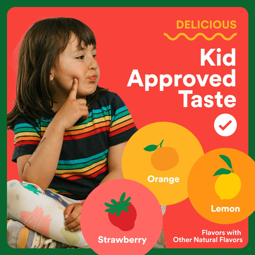 SmartyPants Kids Multi & Fiber orange gummies on table, ideal for daily routine