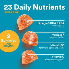 SmartyPants Teen Guy gummies in pineapple orange flavor for easy daily use.