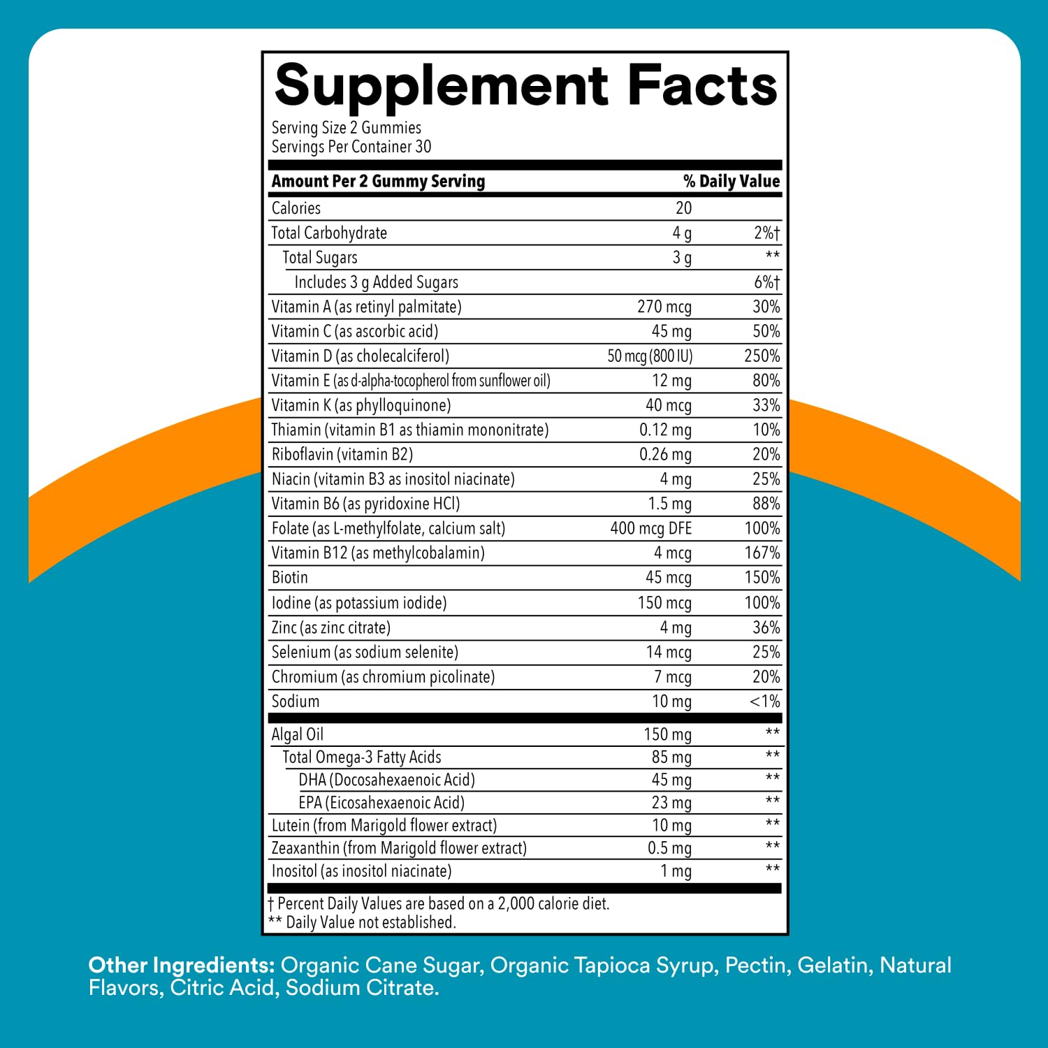 SmartyPants Teen Guy bottle label highlights bioavailable nutrients.