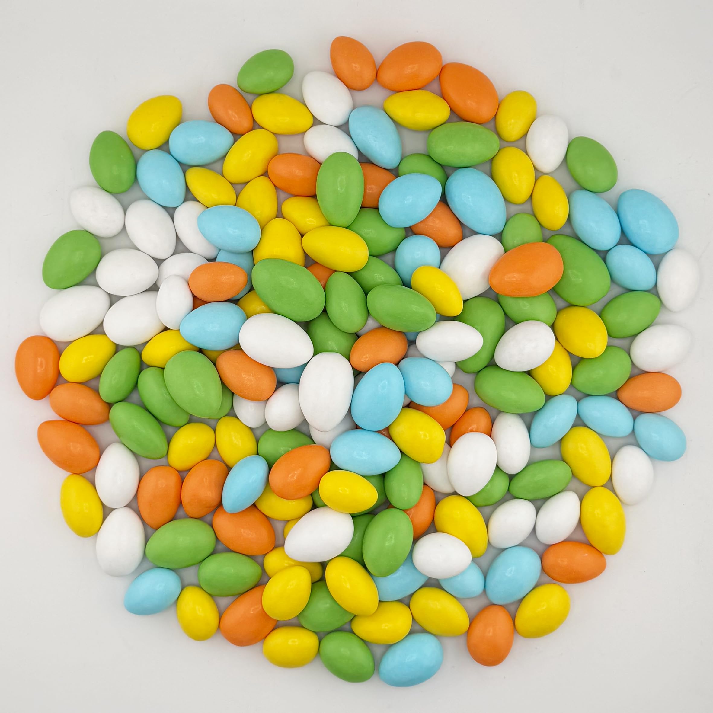 Close-up of Smarty Stop pastel shell on Jordan almonds