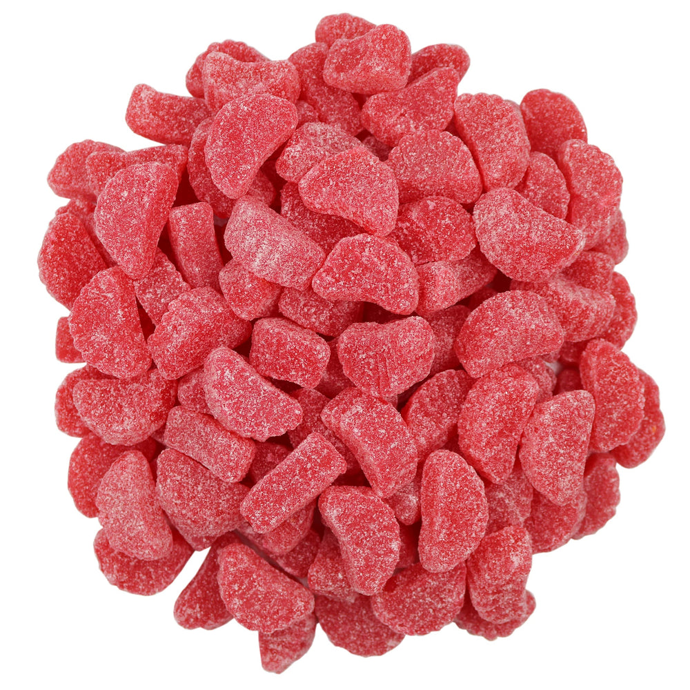 Smarty Stop Red Cherry Slice Wedges texture — chewy consistency perfect for desserts and toppings.
