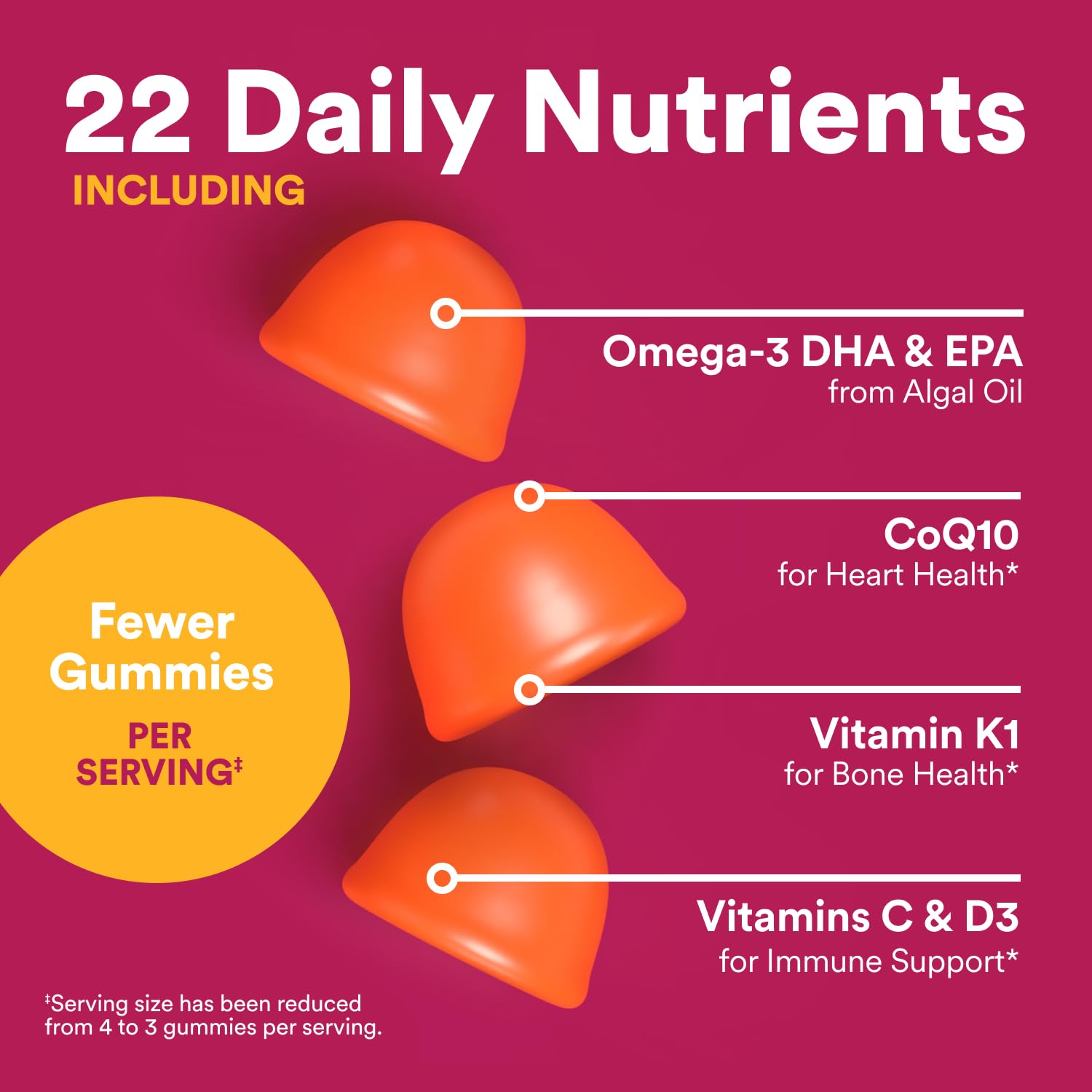 Omega 3 DHA/EPA from algal oil icon on SmartyPants packaging.
