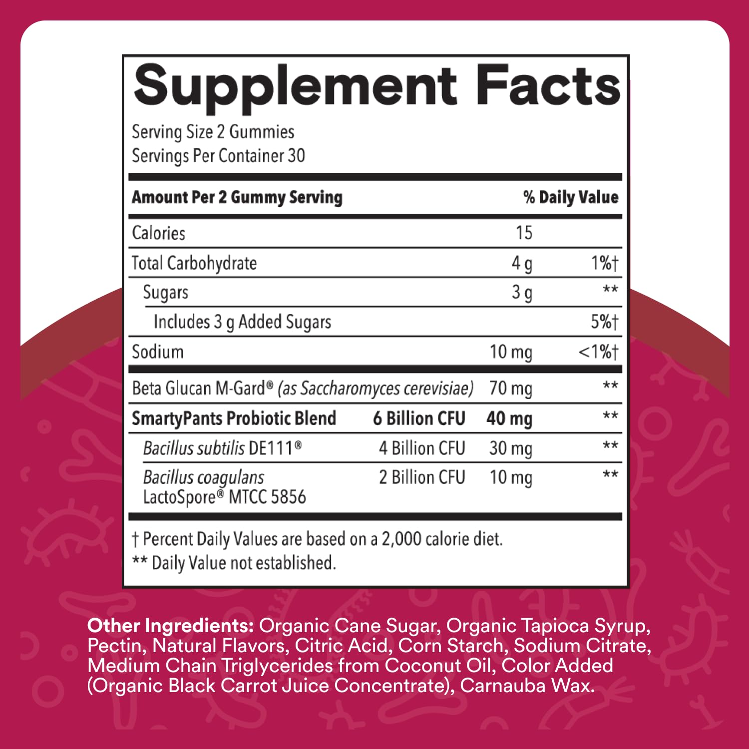 SmartyPants grape gummies pour image shows easy daily probiotic intake.
