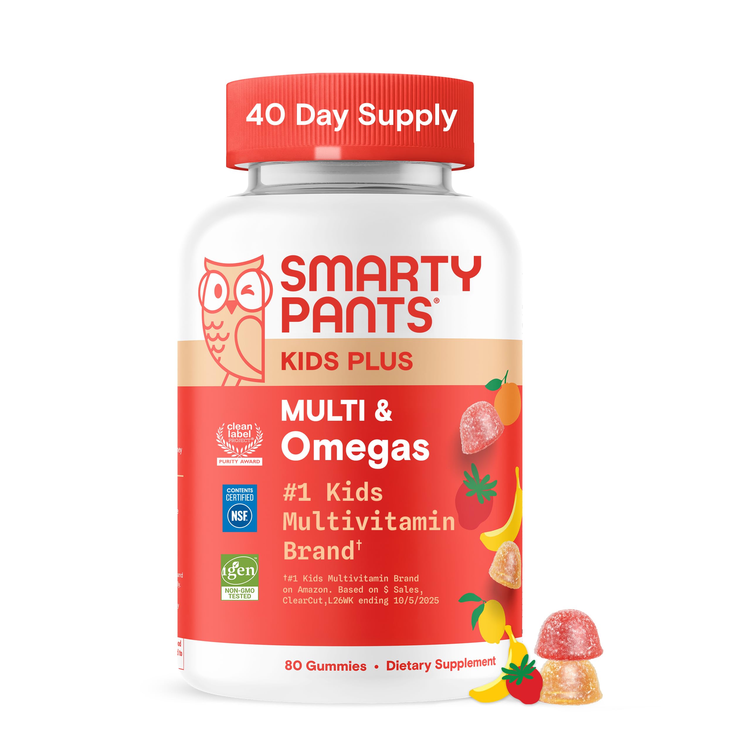 SmartyPants Kids Plus Multi & Omegas bottle pour for easy daily dosing