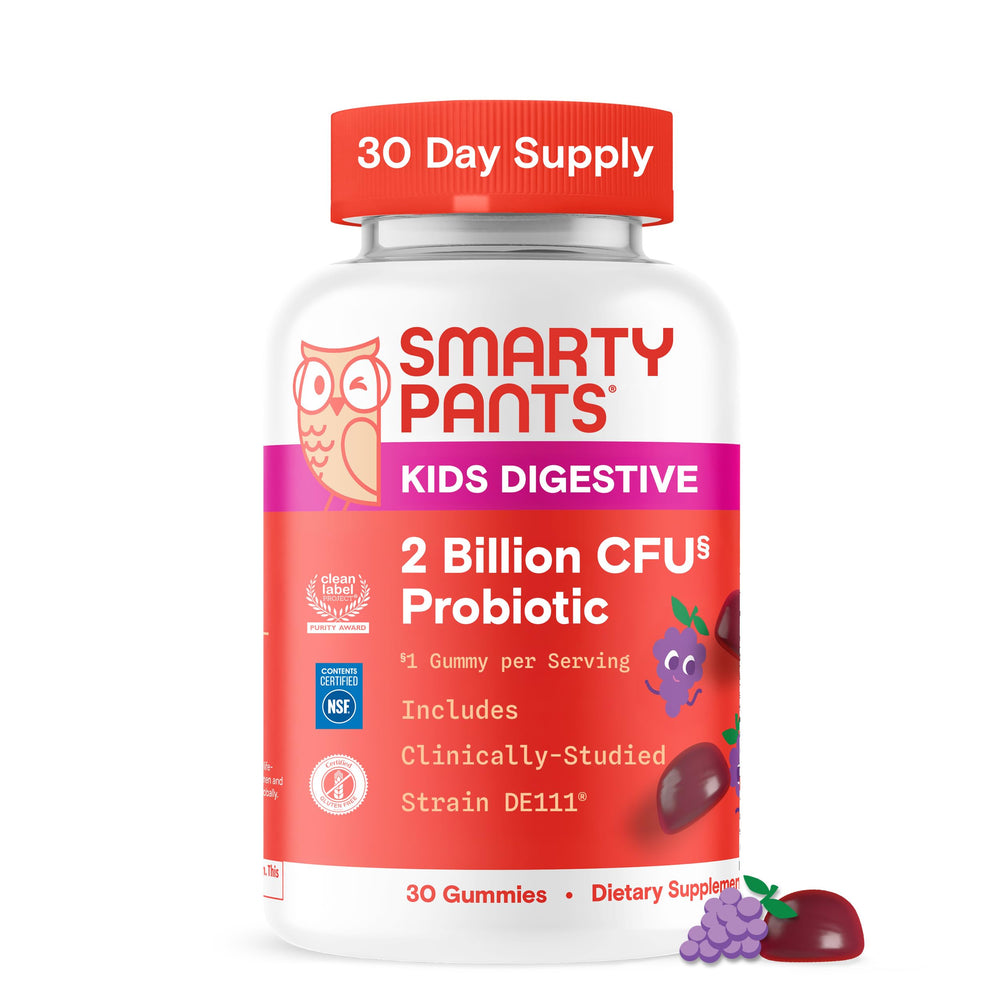SmartyPants Kids Probiotic Gummies jar ready for daily digestive support.