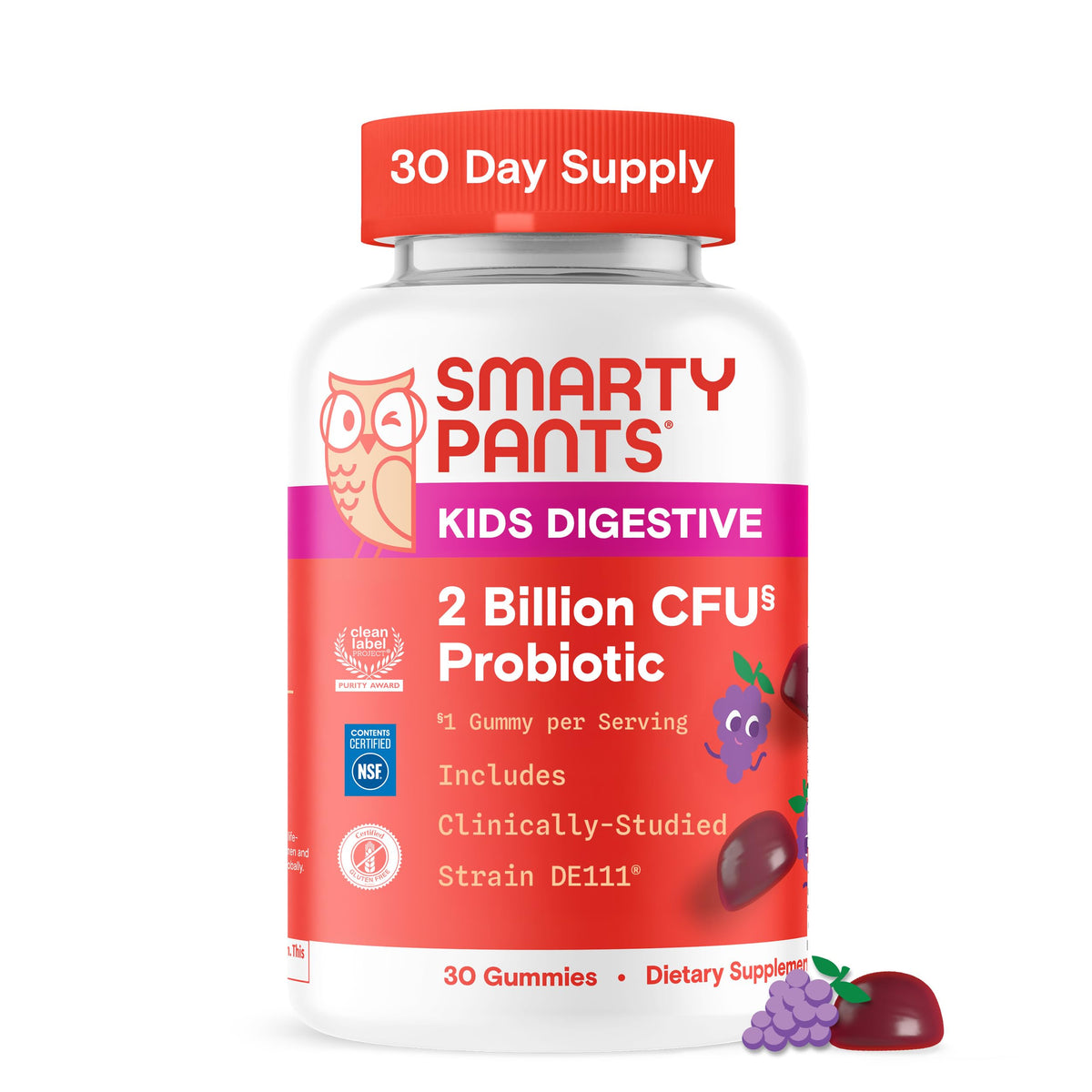 SmartyPants Kids Probiotic Gummies jar ready for daily digestive support.