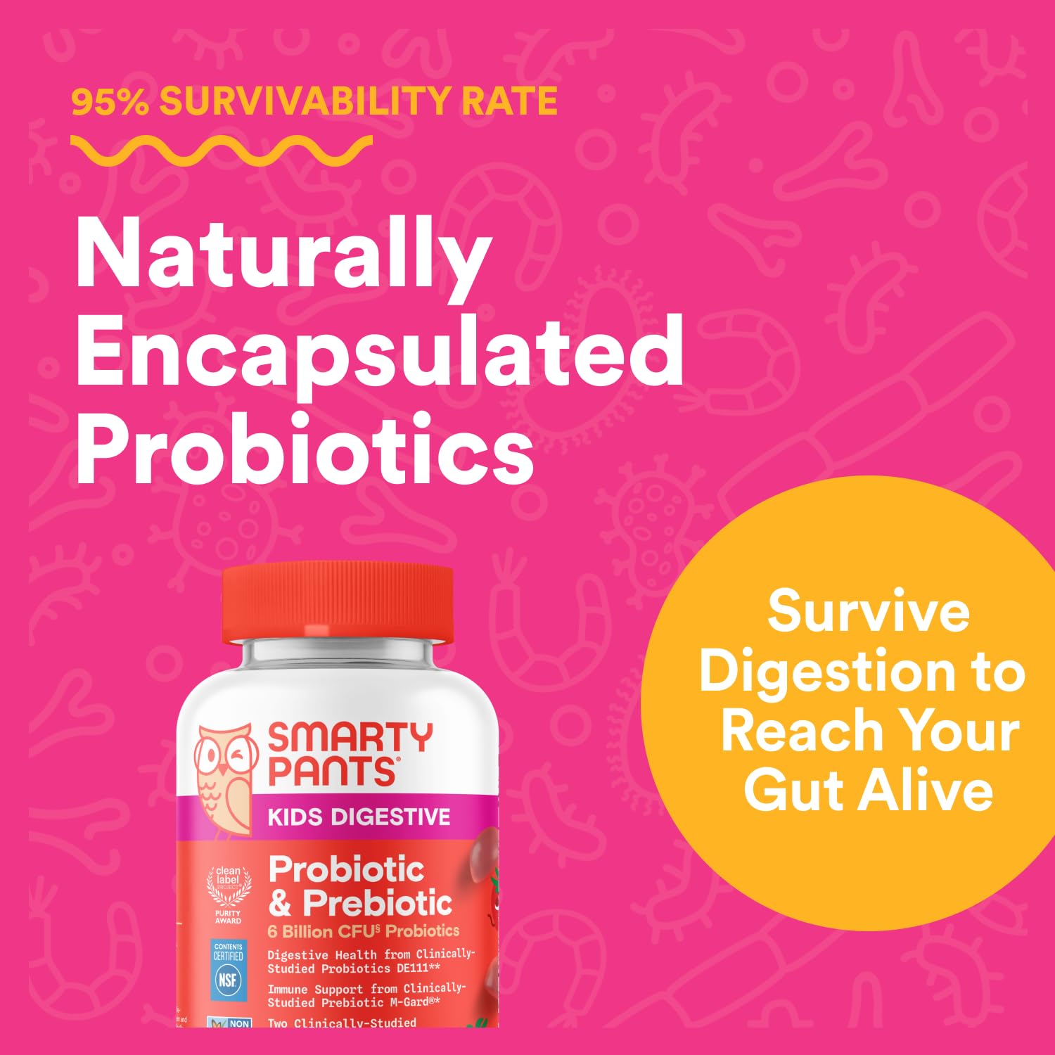 Strawberry-flavored gummies in a clear container look appealing to kids.