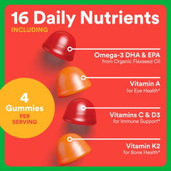 Omega-3 gummy highlights vegetarian ALA for balanced nutrition.