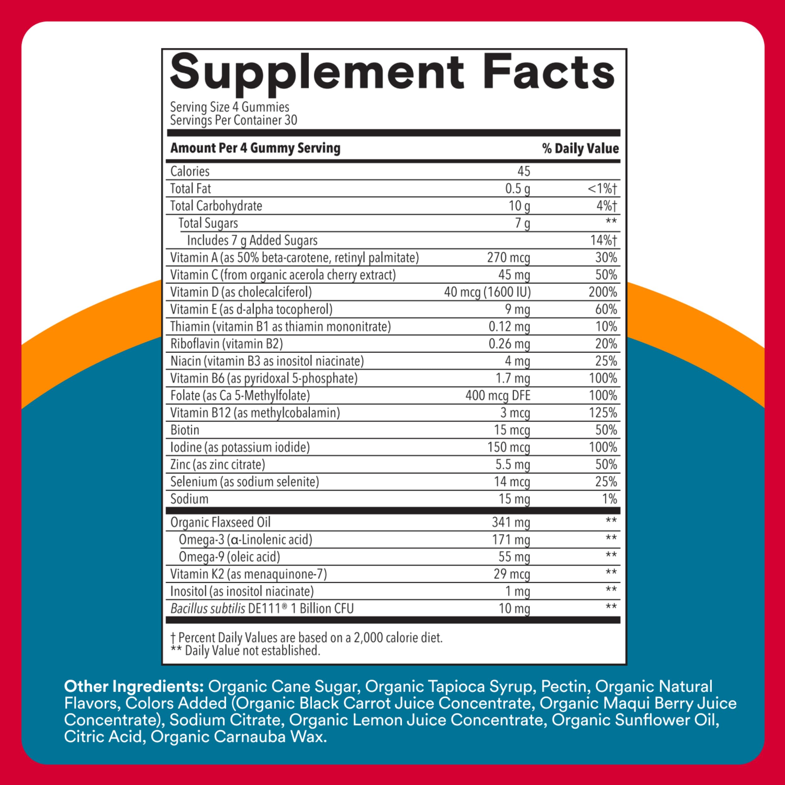 SmartyPants Organic Men's Multi & Probiotics gummies close-up reveals chewy texture and fruity flavors.