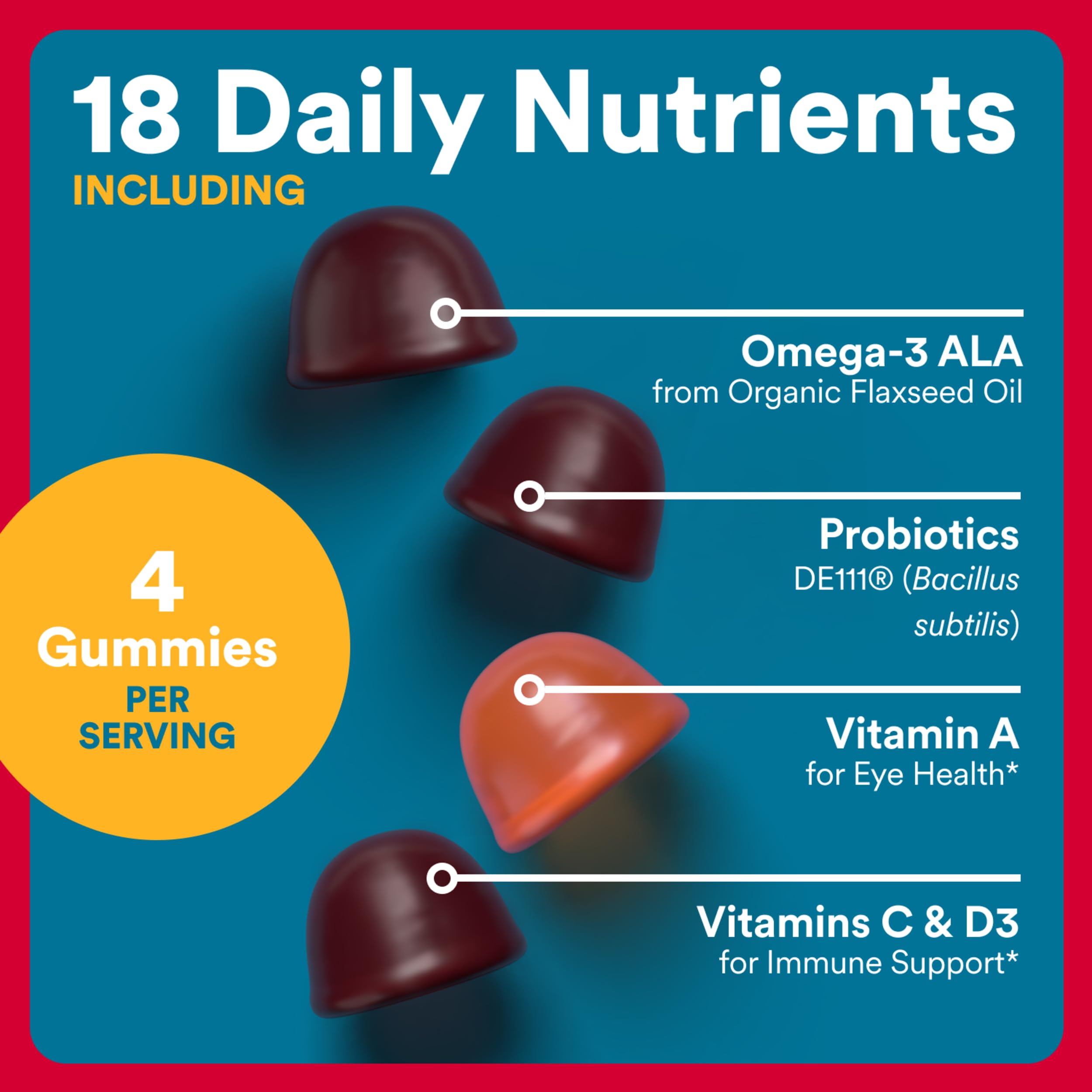 SmartyPants Organic Men's Multi & Probiotics gummy texture emphasizes plant-based nutrition for daily use.