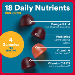 SmartyPants Organic Men's Multi & Probiotics gummy texture emphasizes plant-based nutrition for daily use.