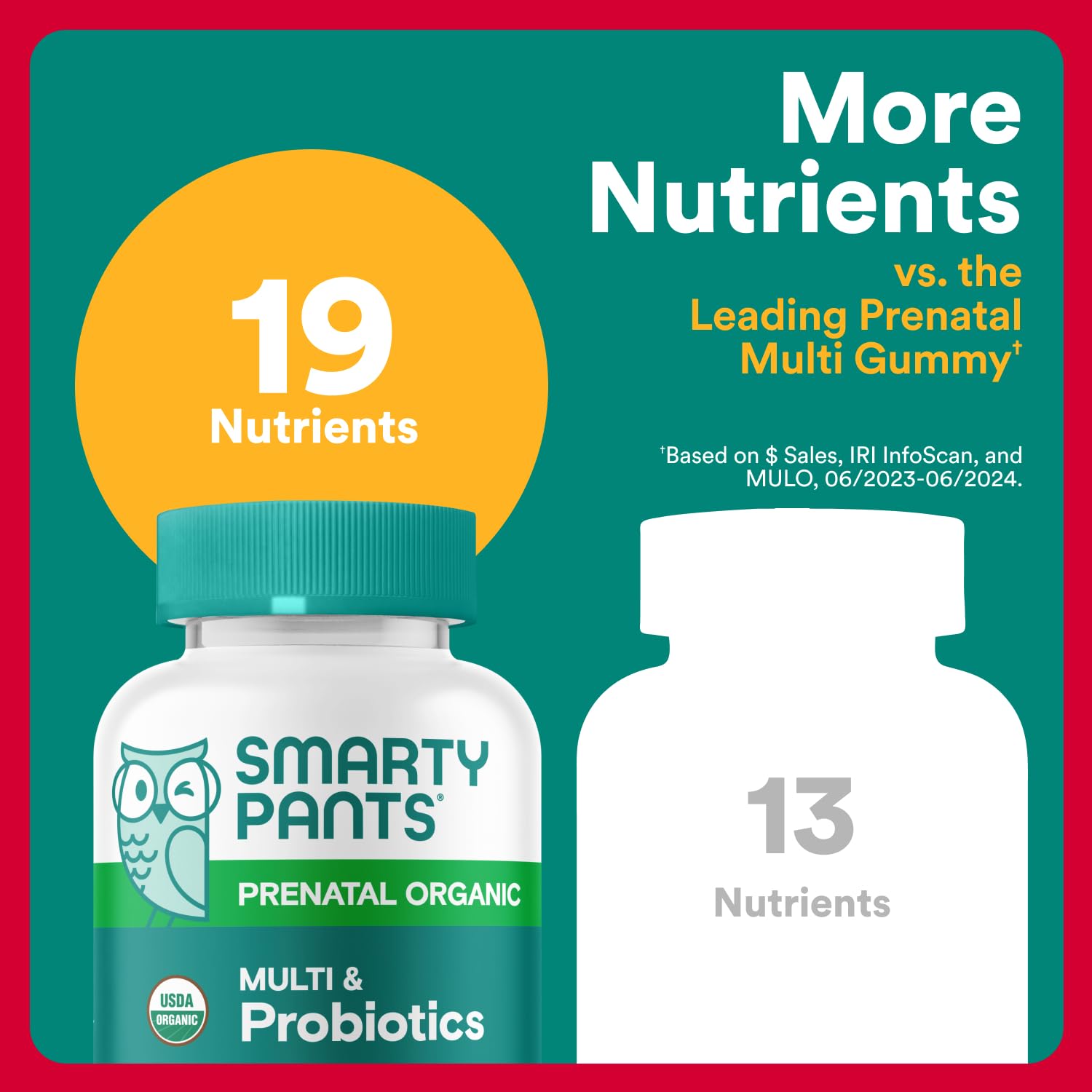 Smartypants Organic Prenatal Gummies grape flavor closeup promotes a tasty routine.