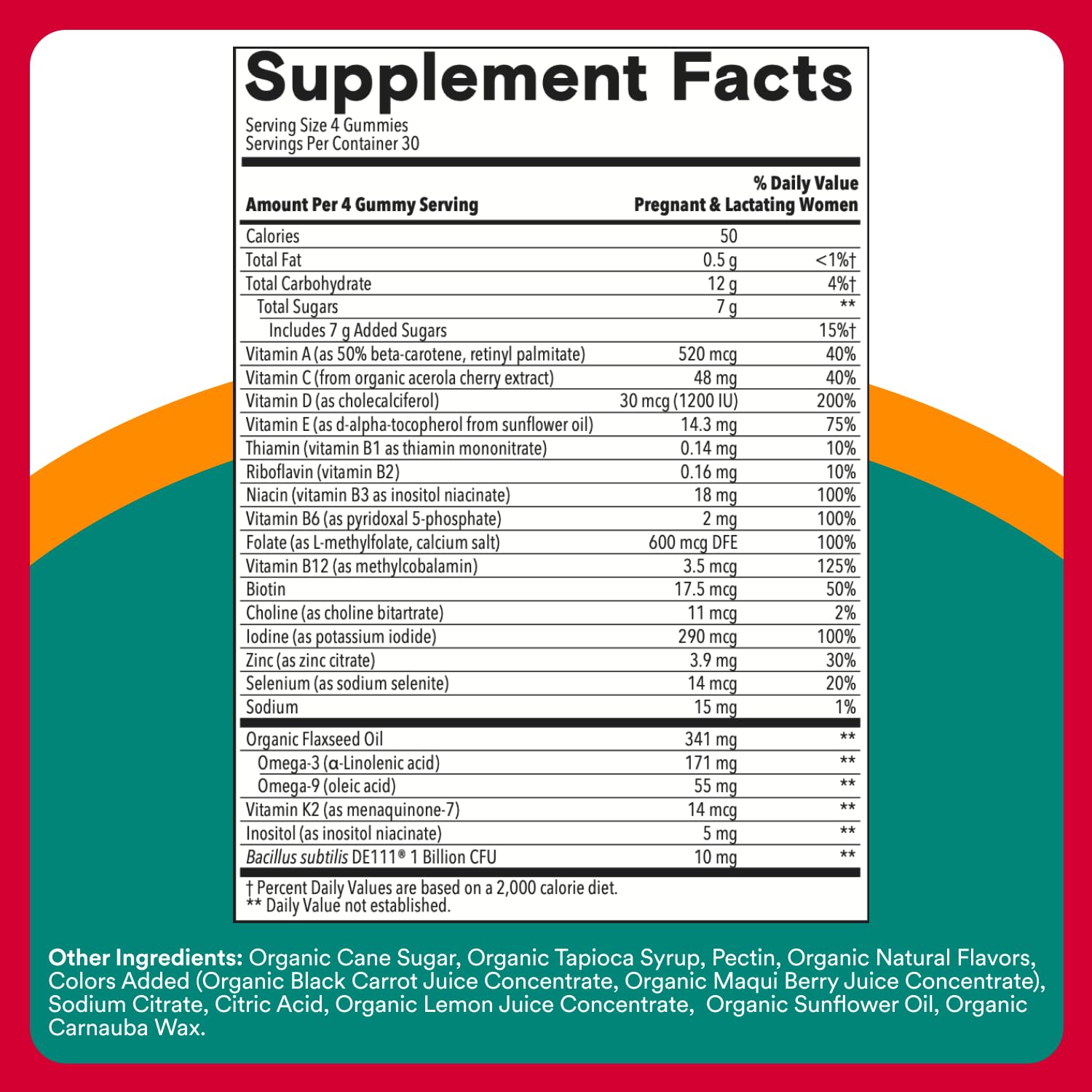Smartypants Organic Prenatal Gummies jar front emphasizes USDA organic certification.