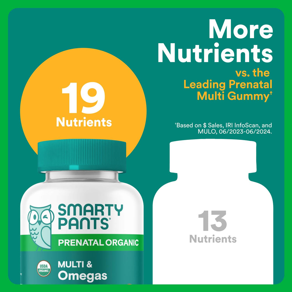 SmartyPants Organic Prenatal D3 vitamin supports bone health.