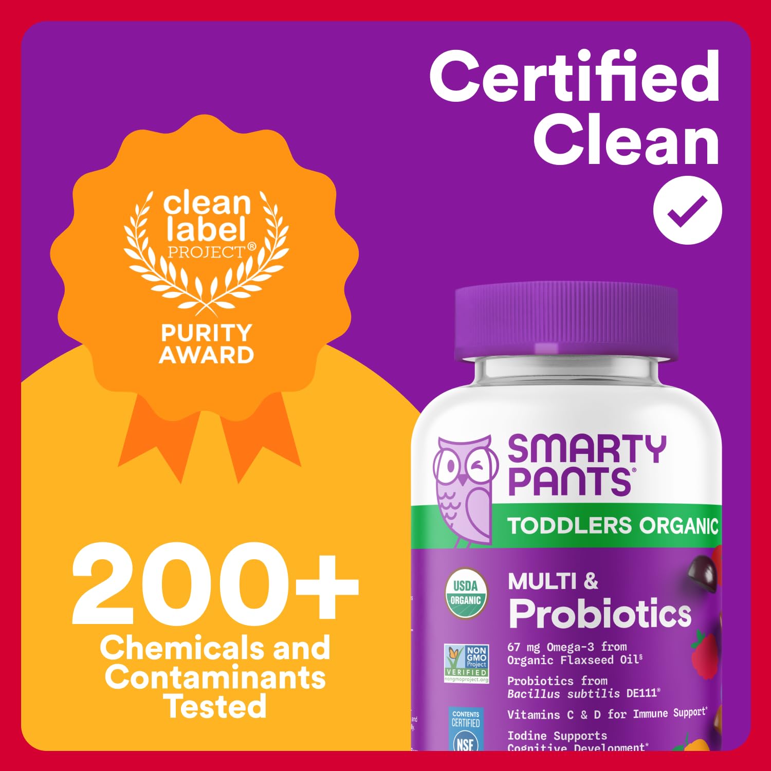 SmartyPants Organic Toddler Multivitamin Gummies ingredient list underscores bioavailable nutrients.