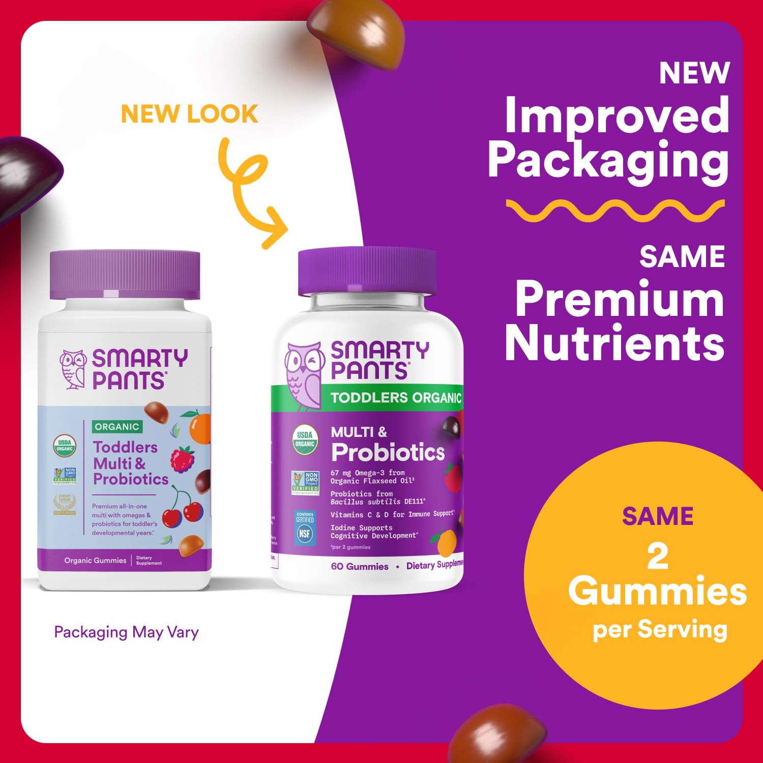 SmartyPants gummies being poured for easy, kid-friendly daily use.