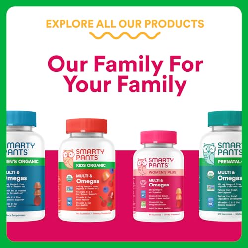 Nutrition panel of SmartyPants Organic Women’s Multivitamin Gummies highlighting key nutrients