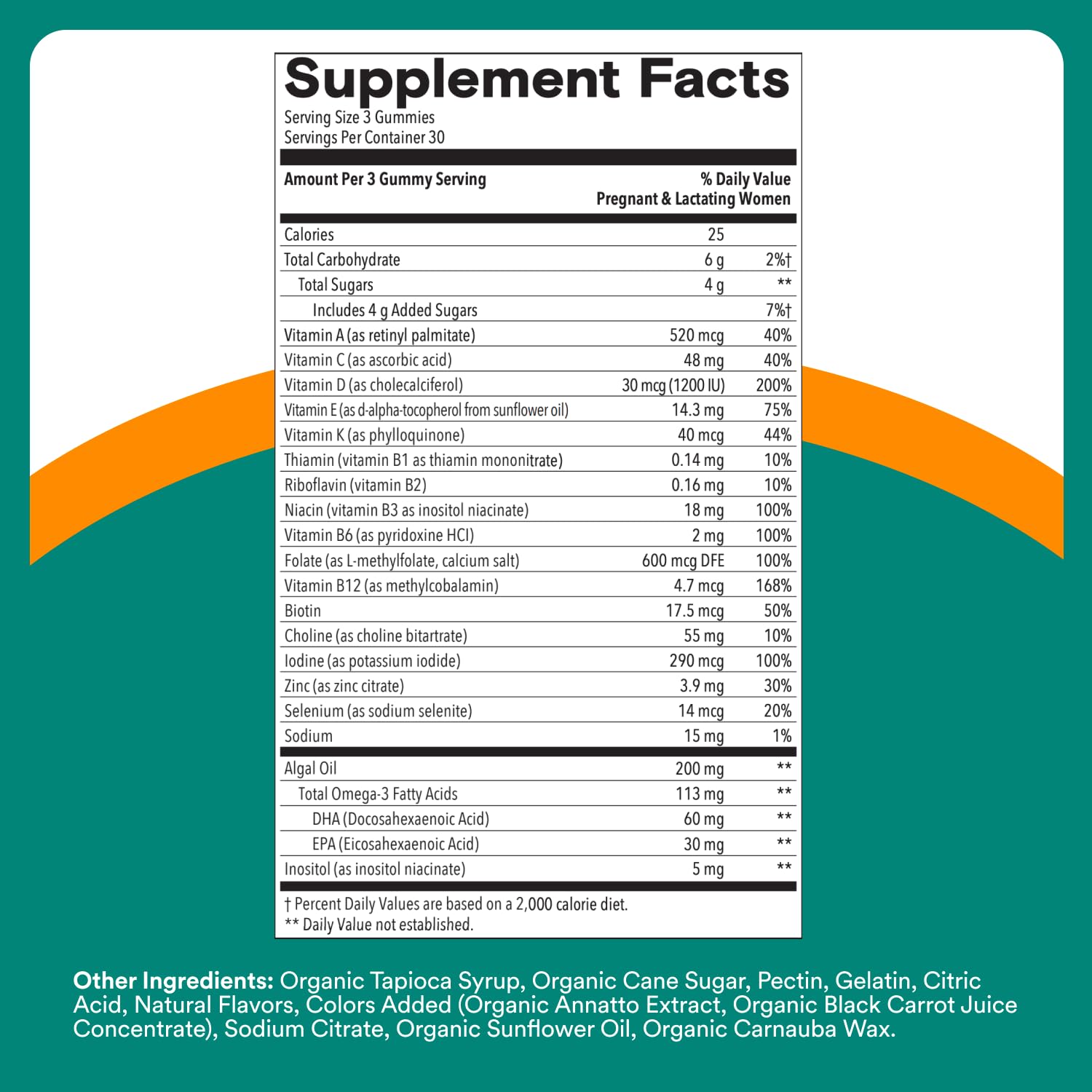 Methylfolate shown in SmartyPants prenatal formula.