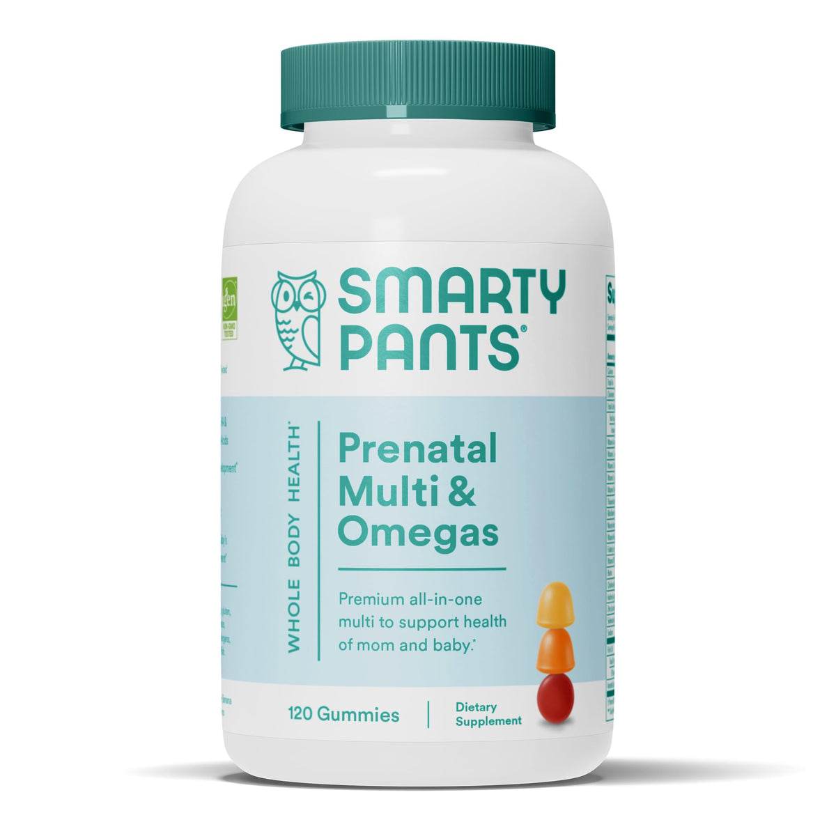 SmartyPants Prenatal gummies bottle with lemon flavor supports daily nutrient intake.