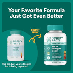 SmartyPants Prenatal gummies bottle with orange flavor supports daily nutrient intake.