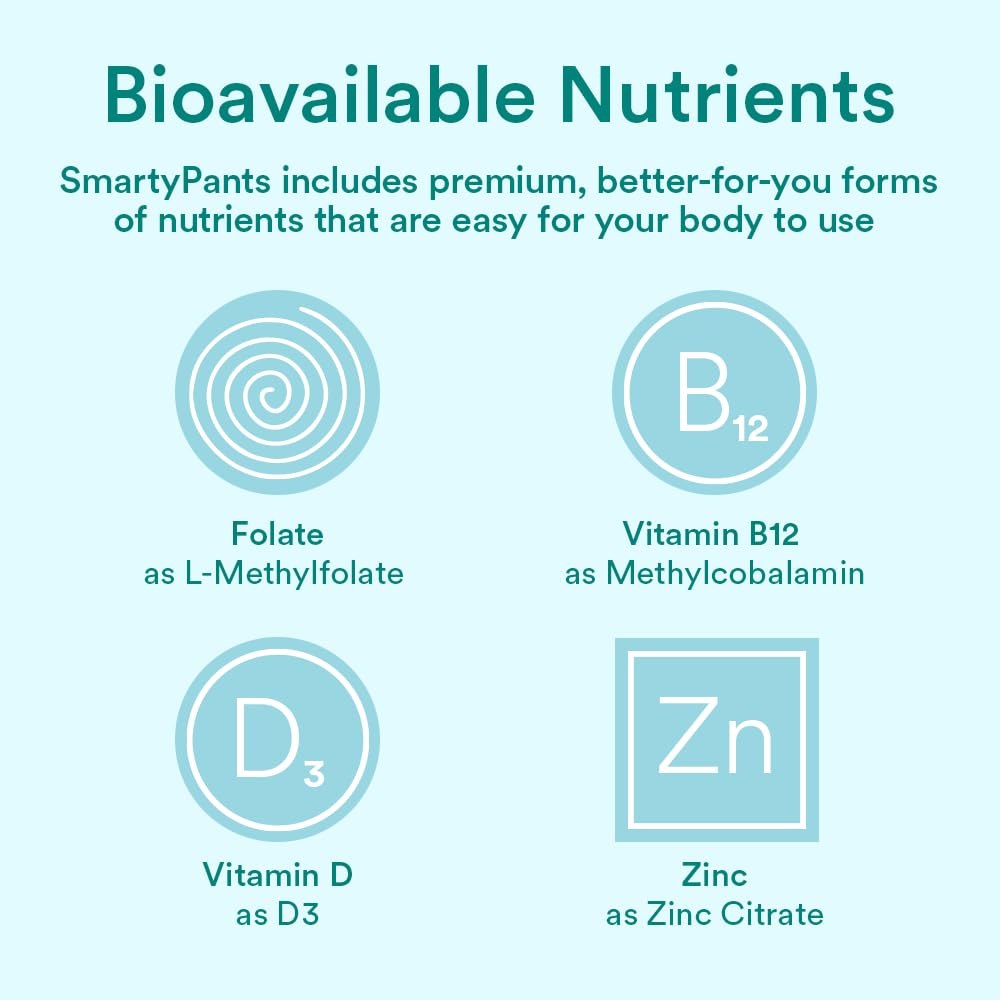 Nutrition facts panel highlights zinc, folate, and B-complex vitamins.