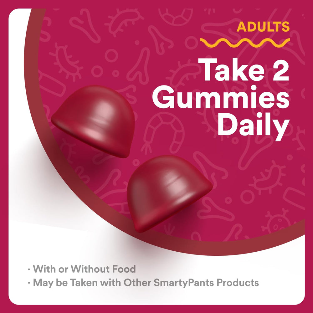 SmartyPants beta-glucan M-Gard prebiotic icon indicates added support.