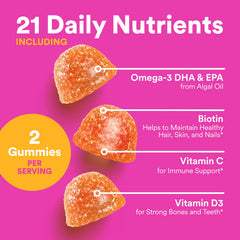 SmartyPants gummy oval closeup emphasizes mango-orange flavor appeal