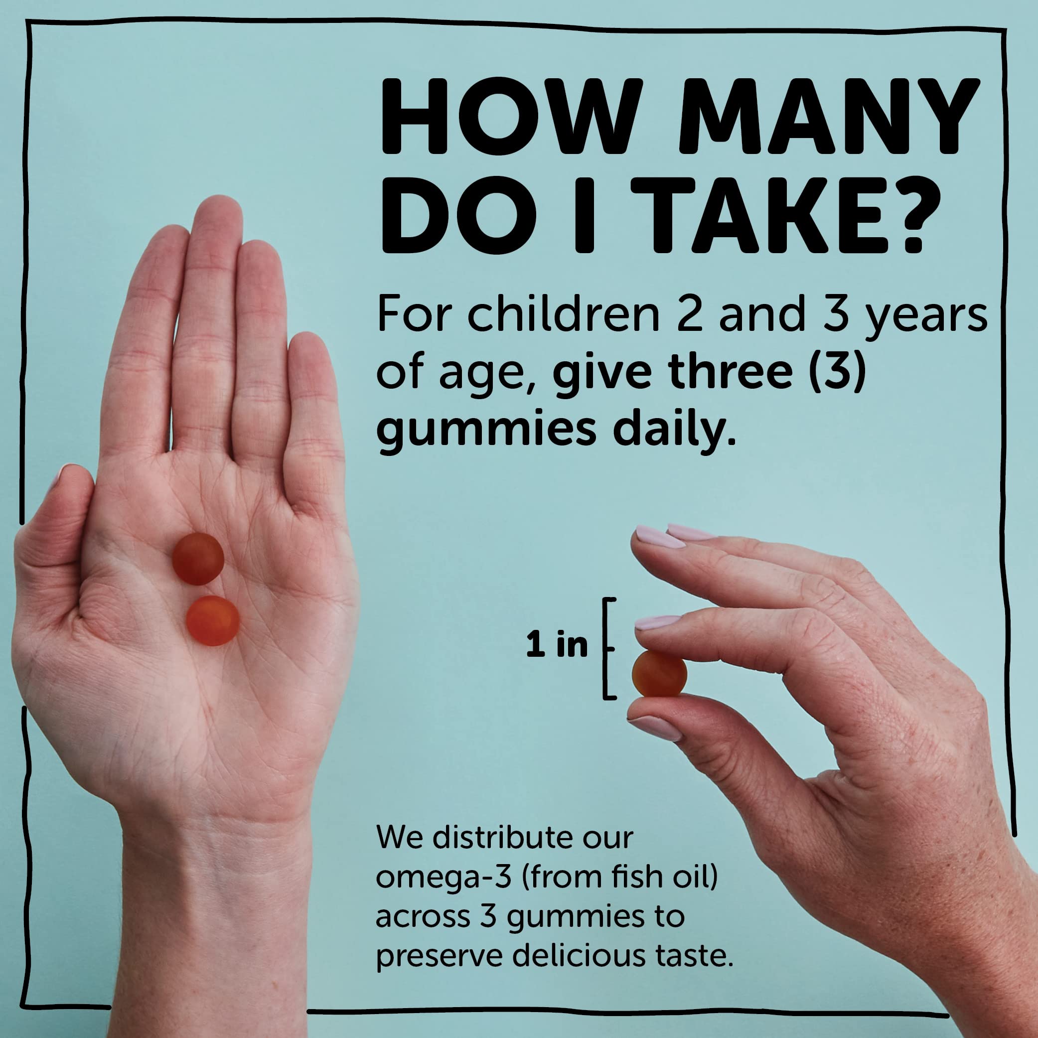 SmartyPants dosage chart showing three gummies per day for toddlers.