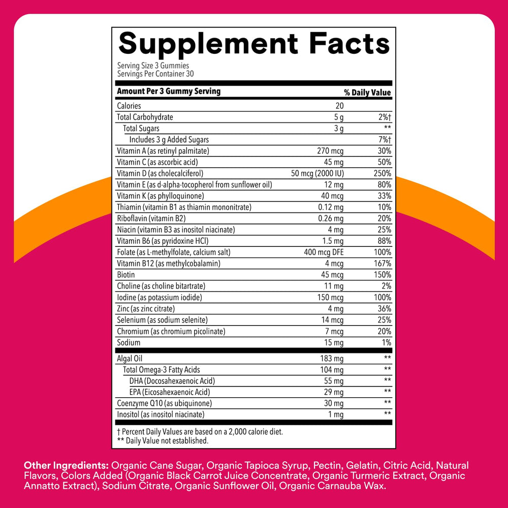 SmartyPants Women’s Multivitamin Gummies orange closeup highlighting flavor.
