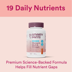 SmartyPants gummies close-up shows ingredients emphasizing bioavailable nutrients for easy absorption.
