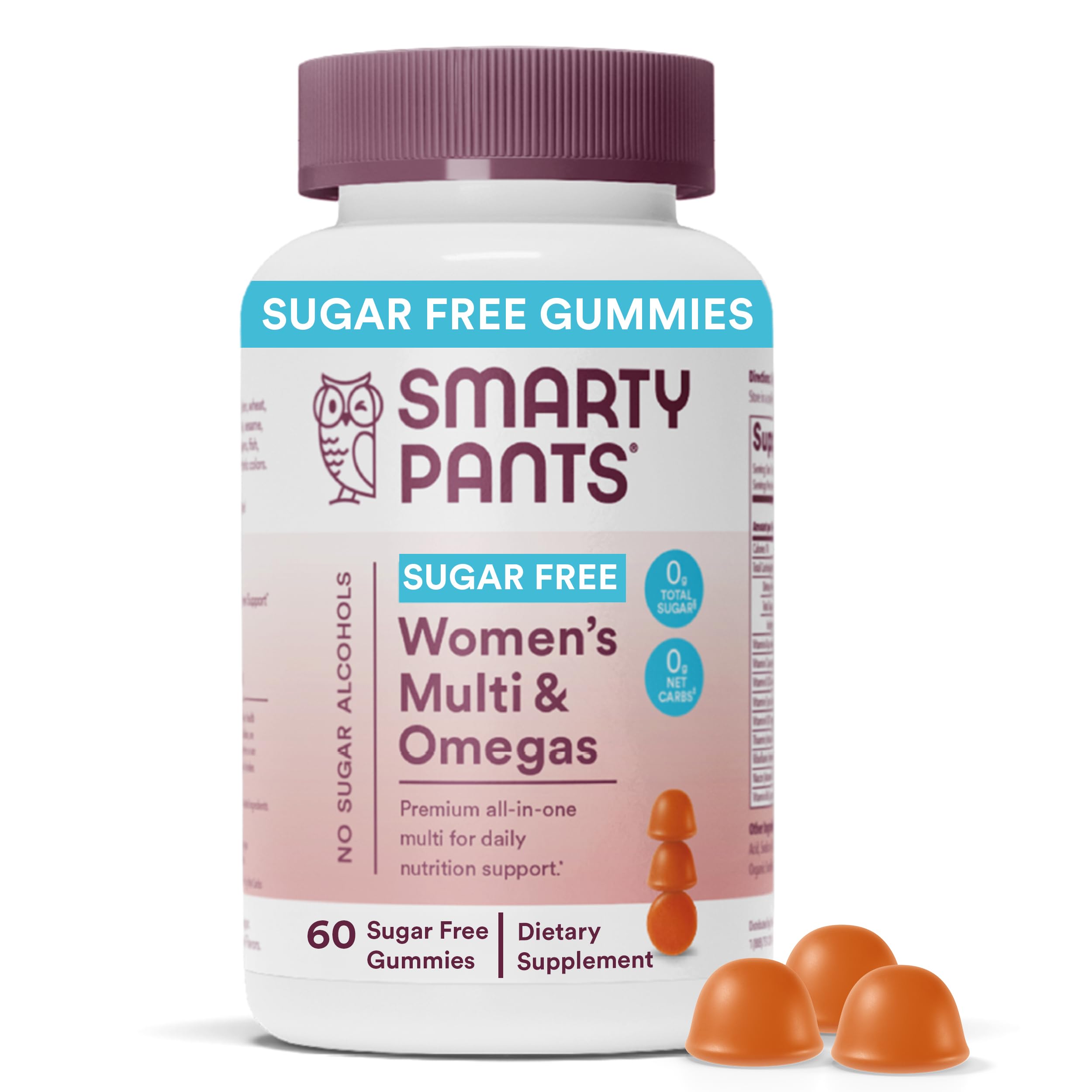 SmartyPants sugar-free multivitamin gummies bottle offers convenient daily nutritional support.