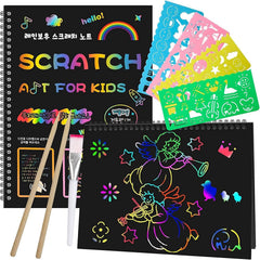 Smasiagon scratch paper notebooks reveal vibrant colors for young artists.