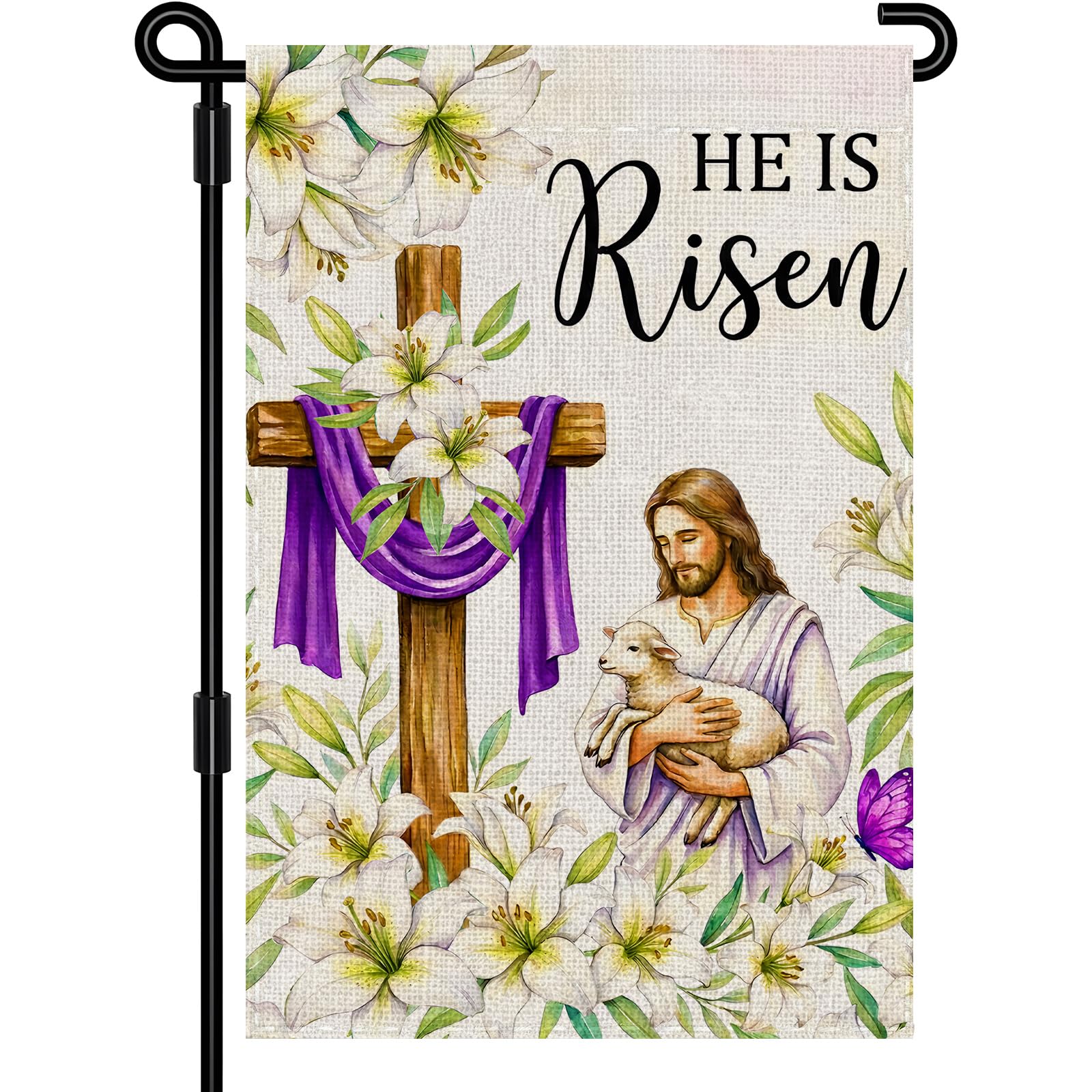 SMBLCE He Is Risen Easter flag, double-sided for vibrant outdoor display.