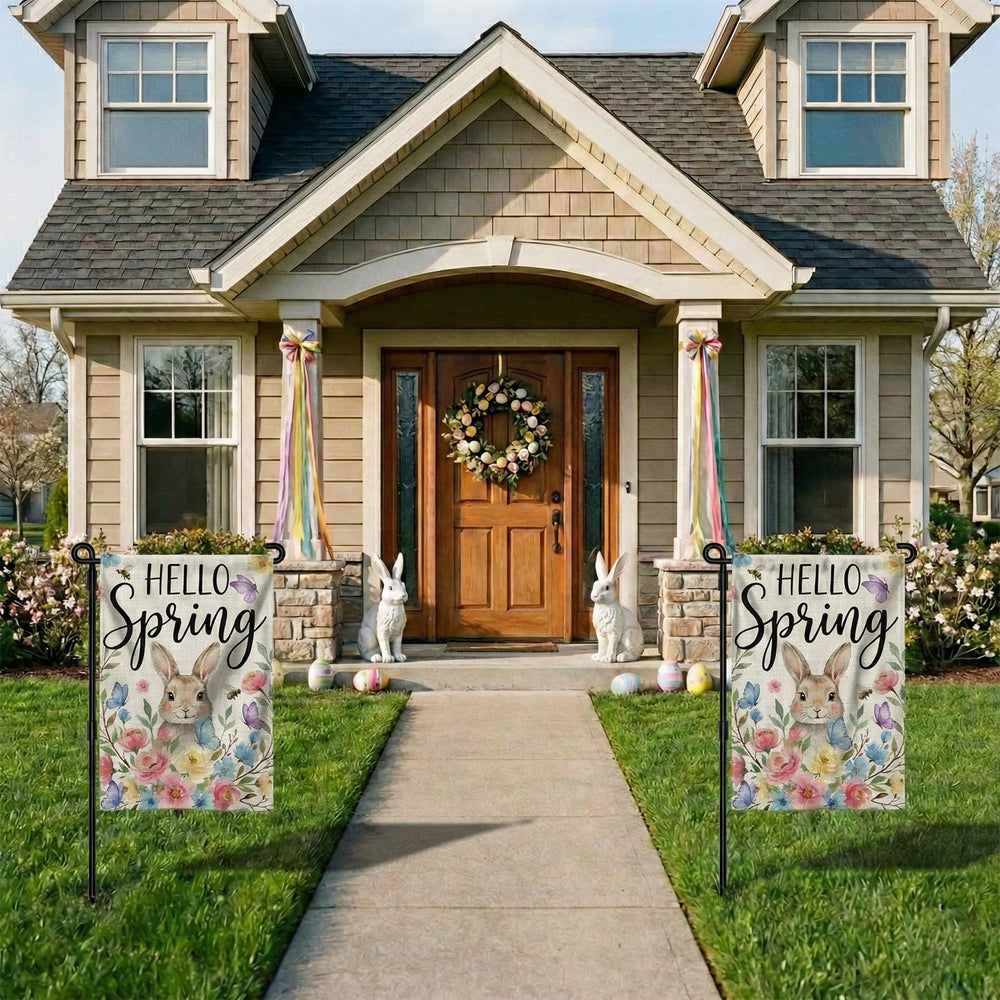 SMBLCE Hello Spring garden flag made of weatherproof fabric for long-lasting color
