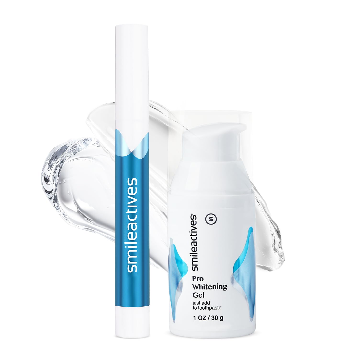 Smileactives teeth whitening kit packaging showing a complete at-home solution