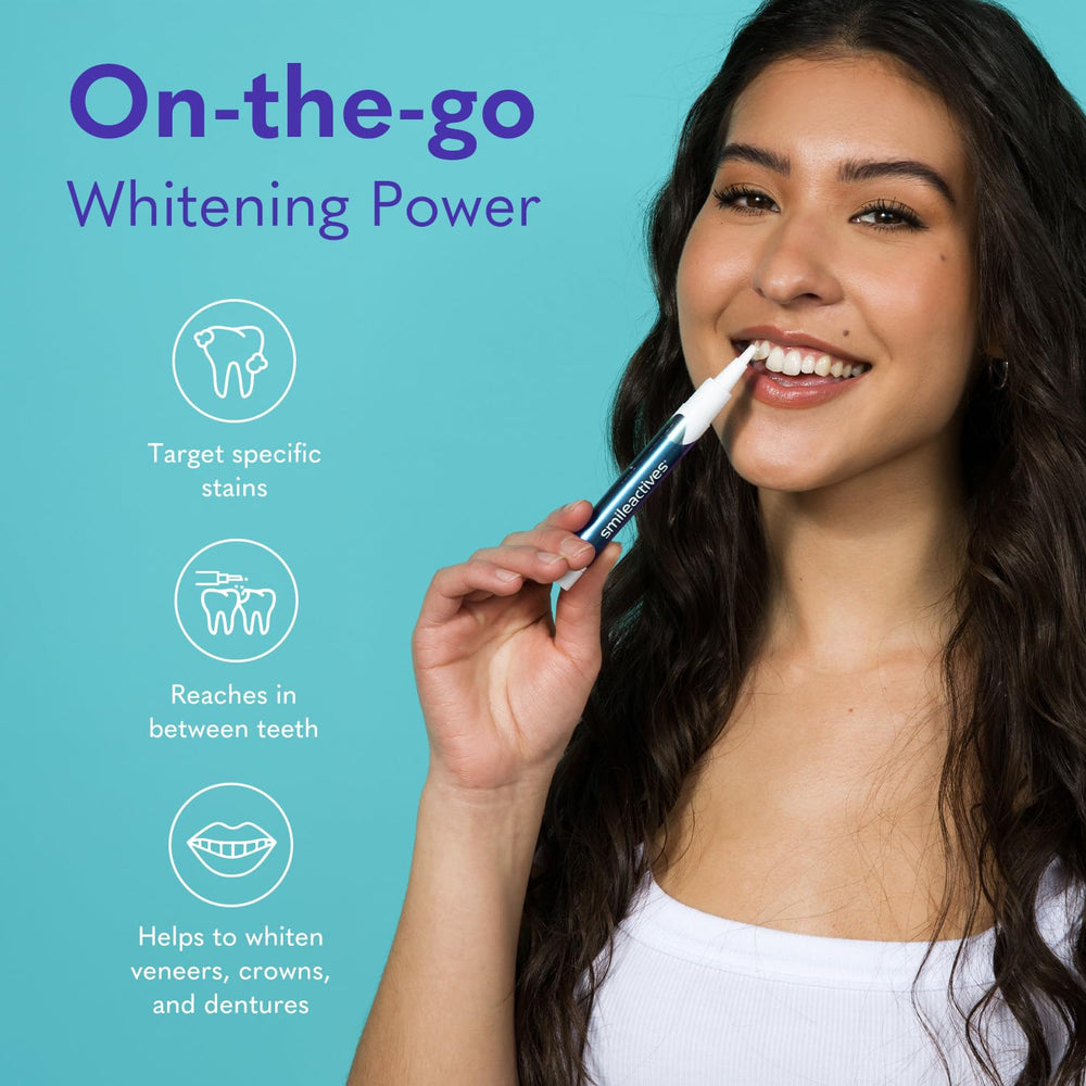 Smileactives whitening foam on teeth highlighting comprehensive whitening