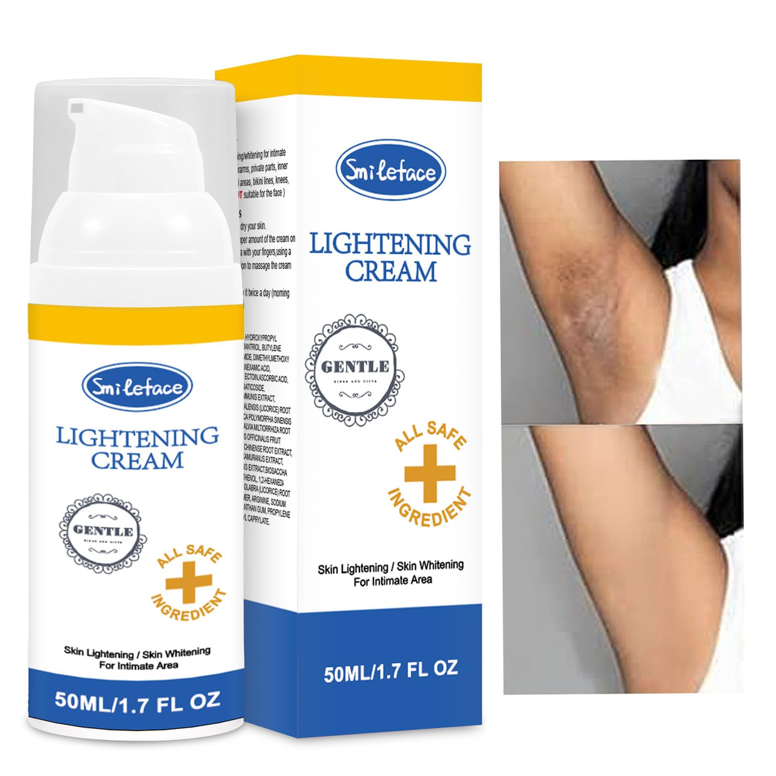 SMILEFACE intimate-area cream tube enables convenient, targeted skin brightening.