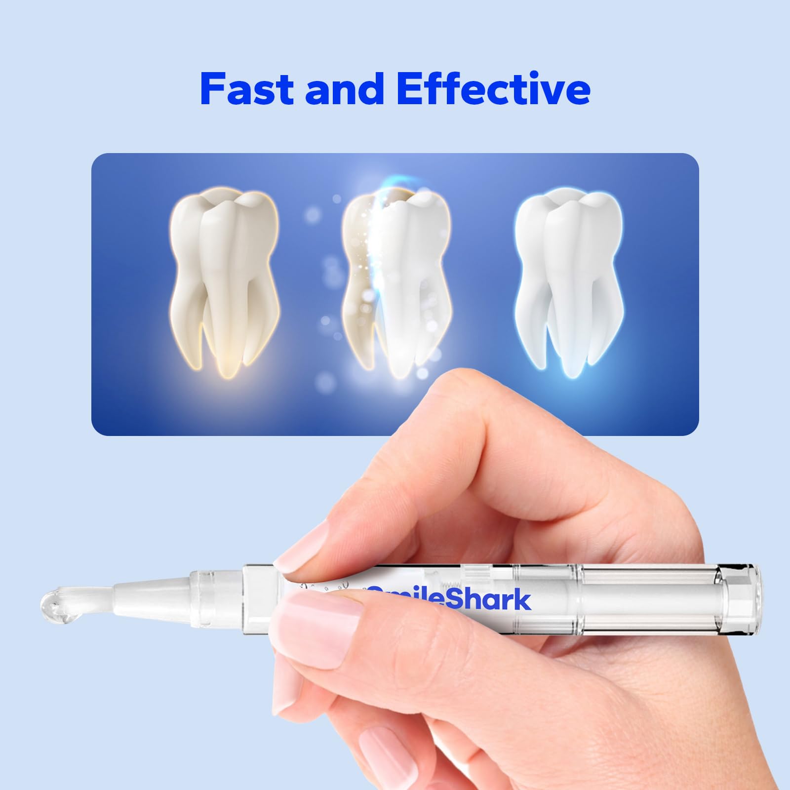 SmileShark enamel-friendly formula protects enamel while lifting surface stains.
