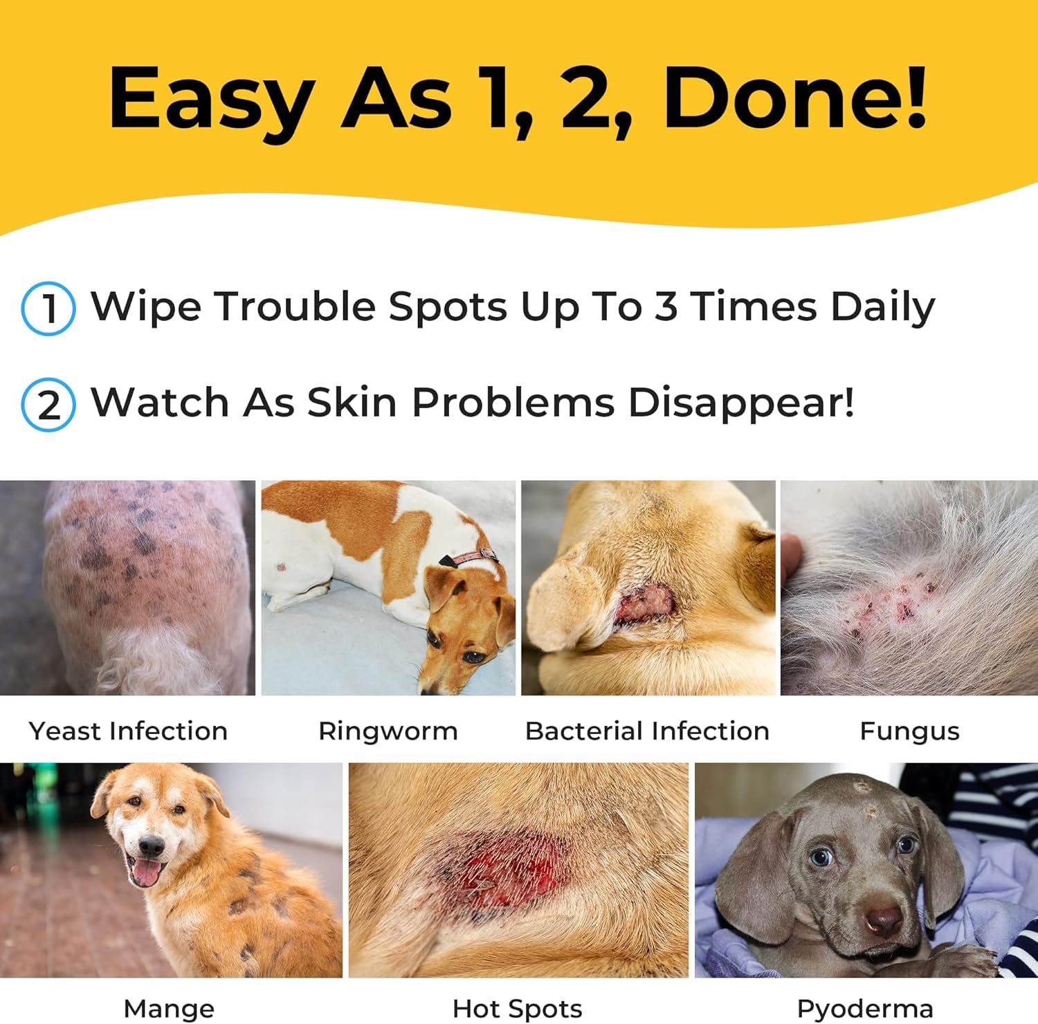 Smiling Paws Antibacterial Wipes dog paw closeup, great for paws and hotspot care.